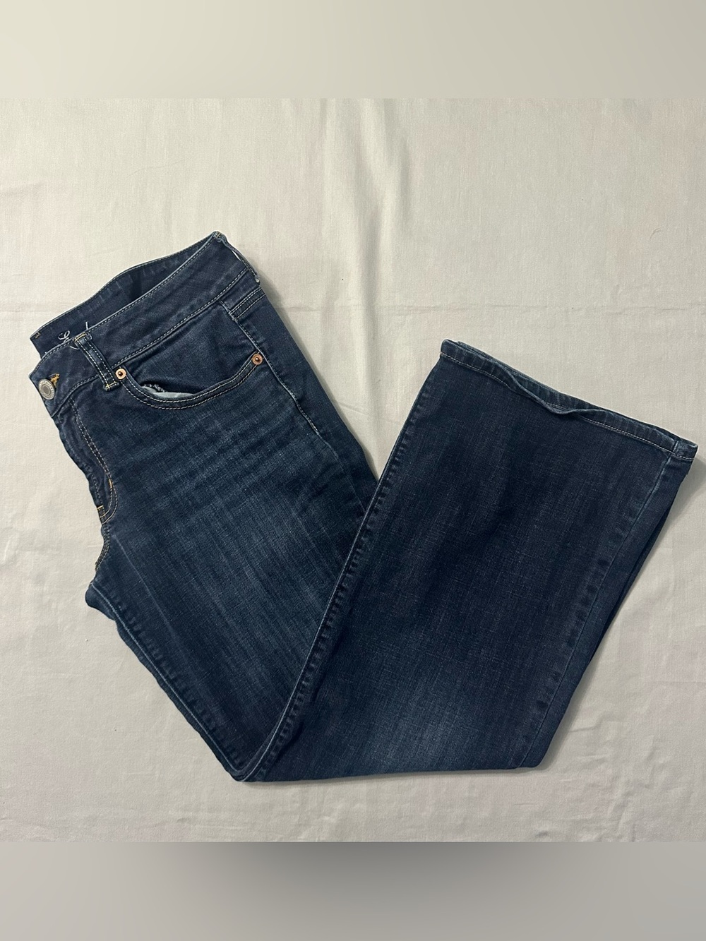 American Eagle Favorite Boyfriend Jeans Womens 12 Short Blue Super Stretch Low